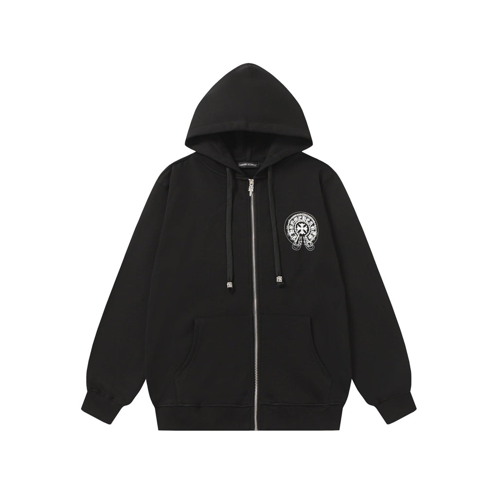 Chrome Hearts Rhinestone Horseshoe Hoodie - Black Gothic Streetwear 2601