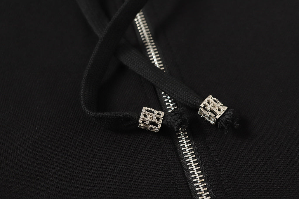 Chrome Hearts Colorful Rhinestone Hoodie - Black Gothic Street 2608